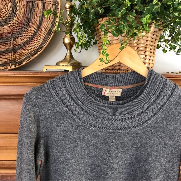 Burberry Sweaters - Burberry cashmere braided neck sweater gray petite